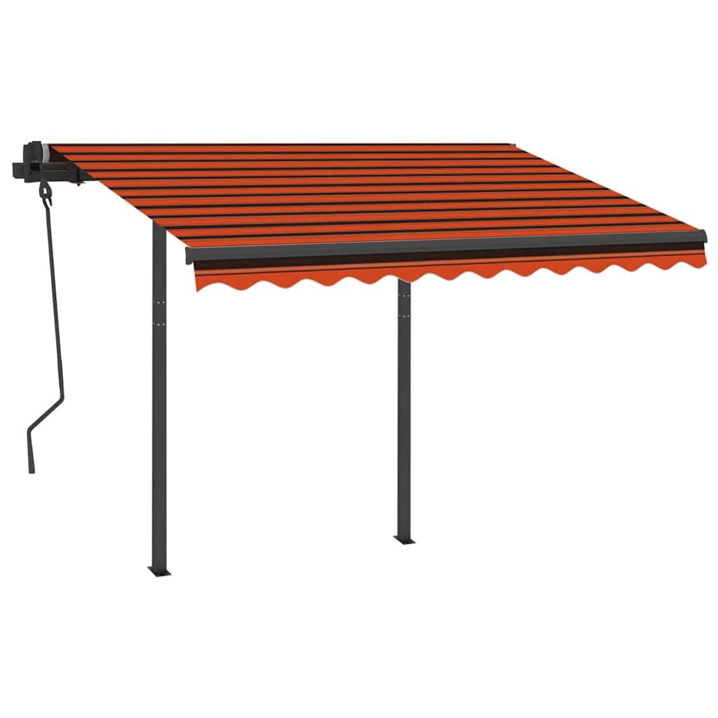 Manuell uttrekkbar markise med LED 3,5x2,5 m oransje og brun