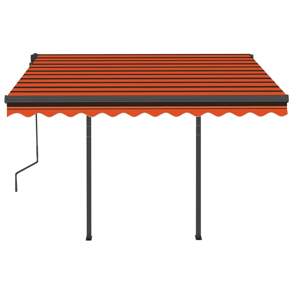 Manuell uttrekkbar markise med LED 3,5x2,5 m oransje og brun
