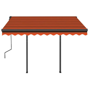 Manuell uttrekkbar markise med LED 3,5x2,5 m oransje og brun