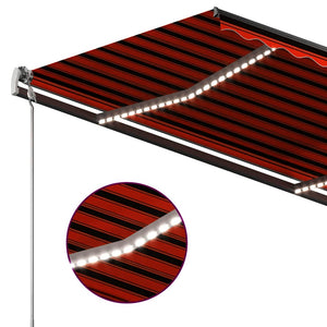 Manuell uttrekkbar markise med LED 3,5x2,5 m oransje og brun