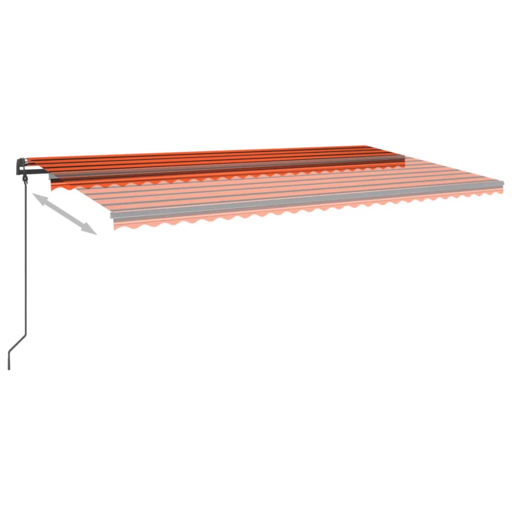 Automatisk markise med vindsensor og LED 6x3 m oransje og brun