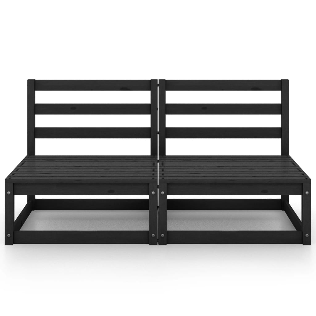 2-seters hagesofa svart heltre furu