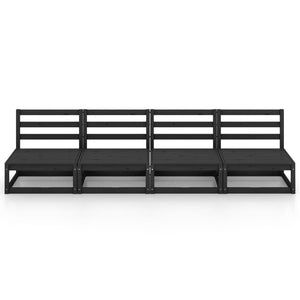 4-seters hagesofa svart heltre furu