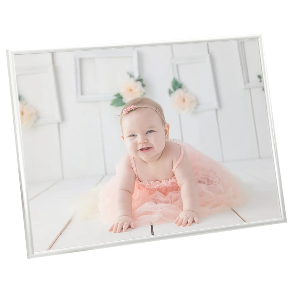 Fotorammekollasje for vegg eller bord 3 stk sølv 18x24 cm MDF