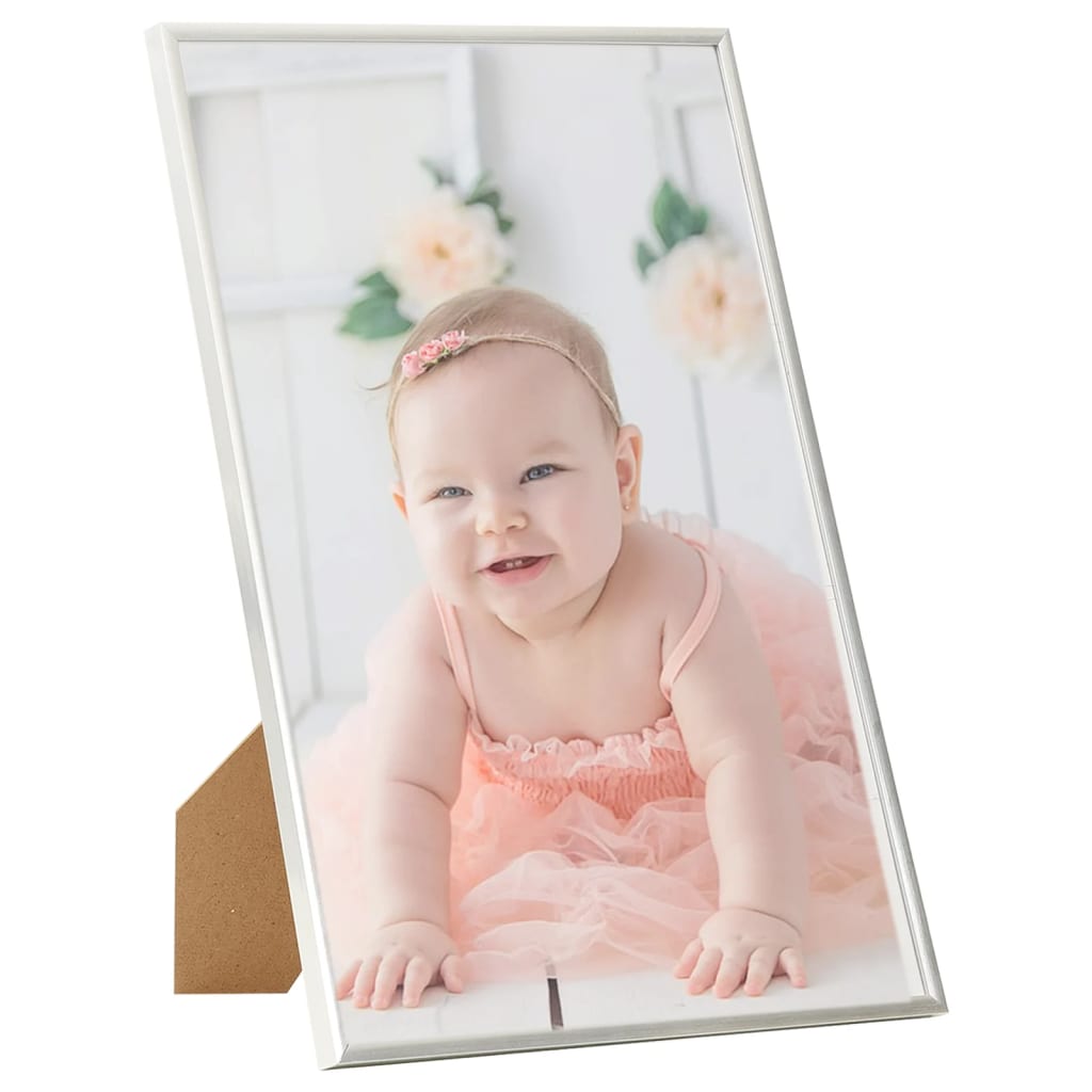 Fotorammekollasje for bord 5 stk sølv 21x29,7cm MDF