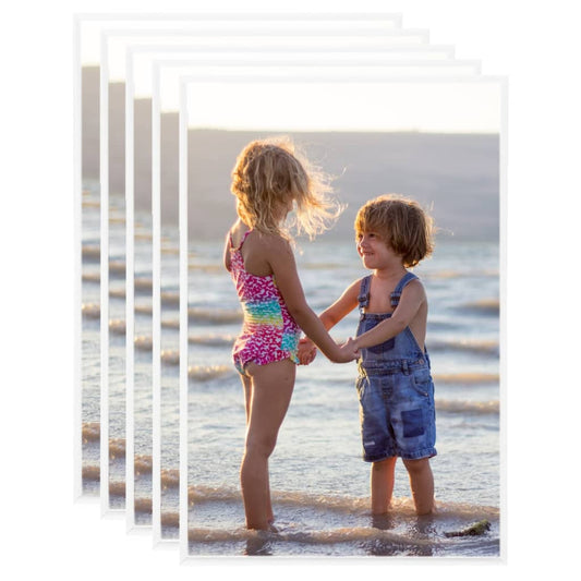 Fotorammekollasje for vegg eller bord 5 stk hvit 70x90 cm MDF