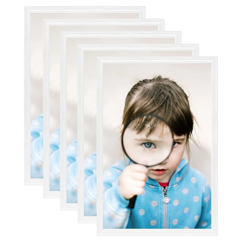 Fotorammekollasje for bord 5 stk hvit 13x18 cm MDF