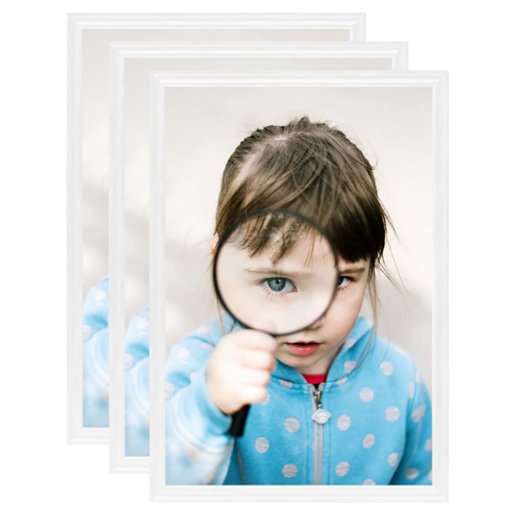 Fotorammekollasje for bord 3 stk hvit 18x24 cm MDF