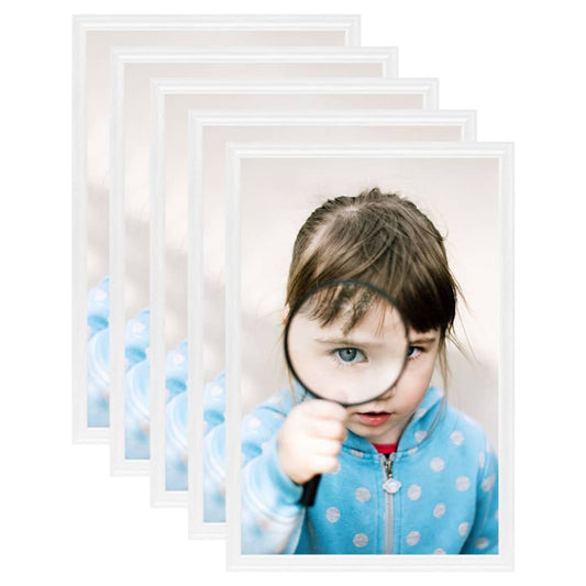 Fotorammekollasje for bord 5 stk hvit 21x29,7 cm MDF