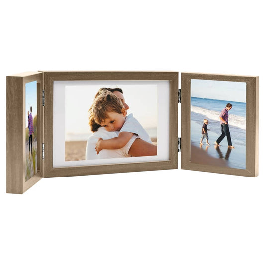 Trefoldig fotorammekollage lysebrun 28x18 cm+2x(13x18 cm)