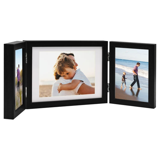 Trefoldig fotorammekollasj svart 22x15 cm+2x(10x15 cm)