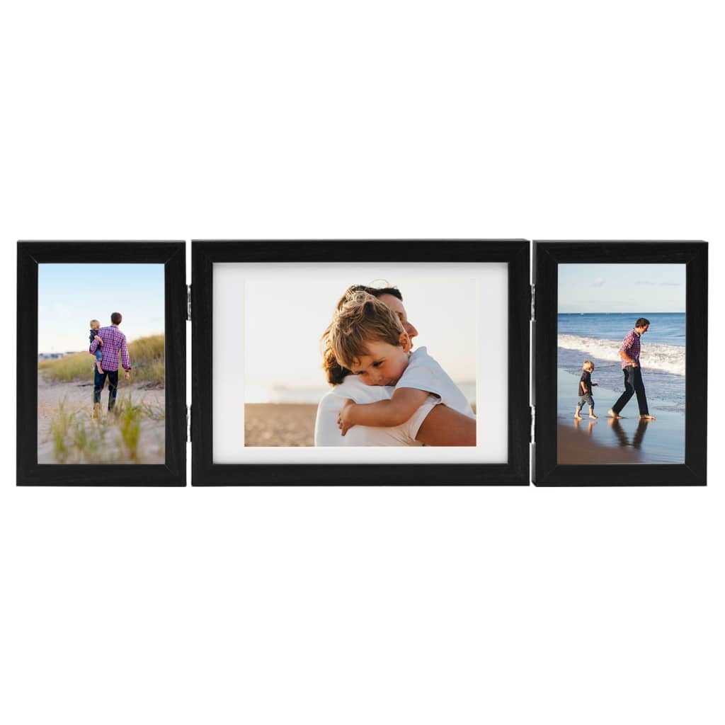 Trefoldig fotorammekollasj svart 22x15 cm+2x(10x15 cm)