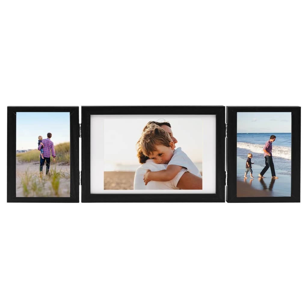 Trefoldig fotorammekollasj svart 28x18 cm+2x(13x18 cm)