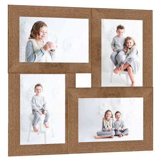 Fotorammekollasj for 4x(13x18 cm) bilde lysebrun MDF
