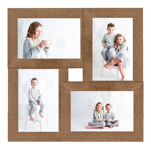 Fotorammekollasj for 4x(13x18 cm) bilde lysebrun MDF