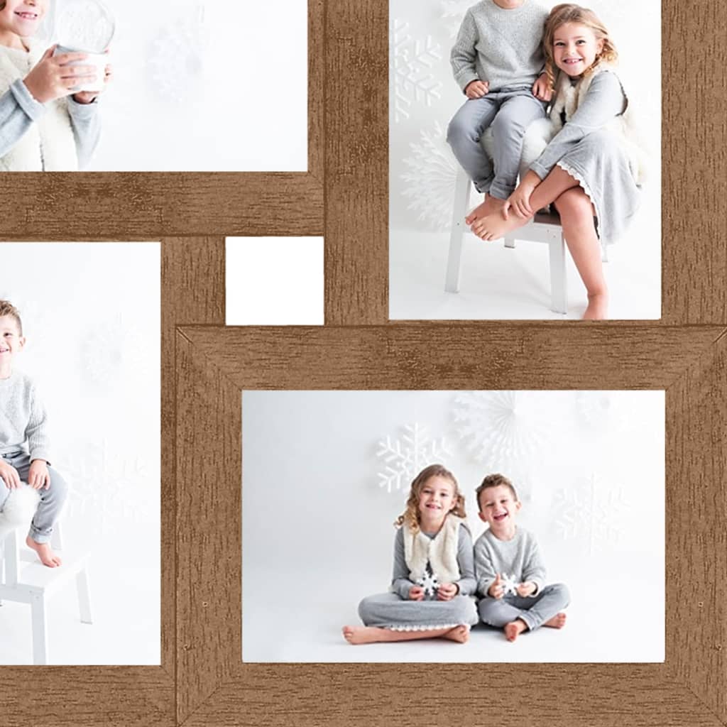Fotorammekollasj for 4x(13x18 cm) bilde lysebrun MDF
