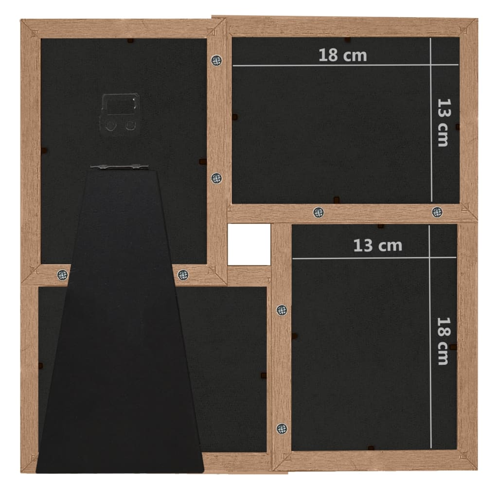Fotorammekollasj for 4x(13x18 cm) bilde lysebrun MDF