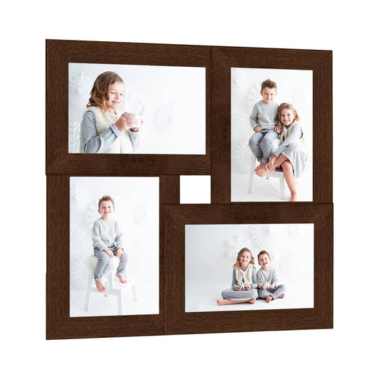 Fotorammekollasj for 4x(10x15 cm) bilde mørkebrun MDF