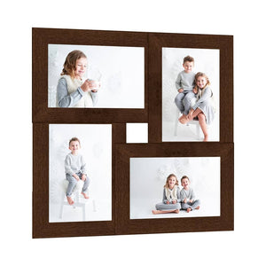 Fotorammekollasj for 4x(10x15 cm) bilde mørkebrun MDF