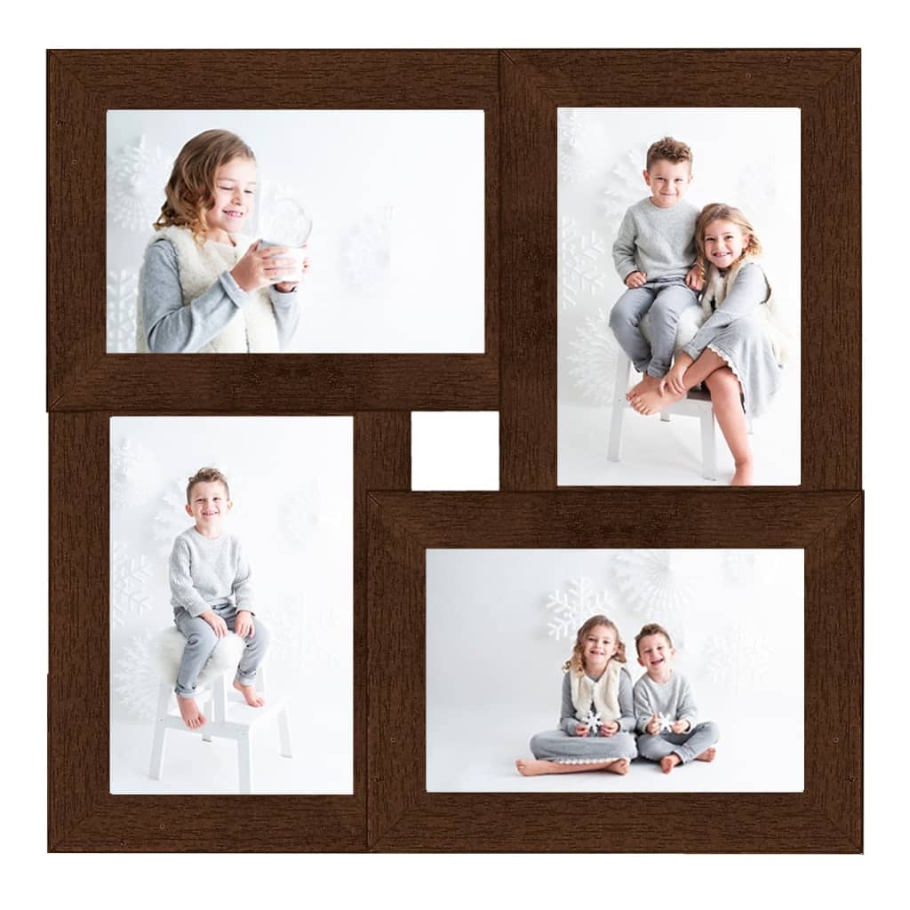Fotorammekollasj for 4x(10x15 cm) bilde mørkebrun MDF