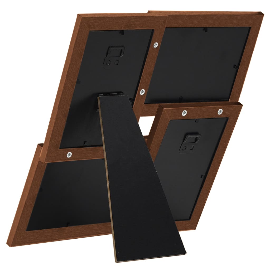 Fotorammekollasj for 4x(10x15 cm) bilde mørkebrun MDF