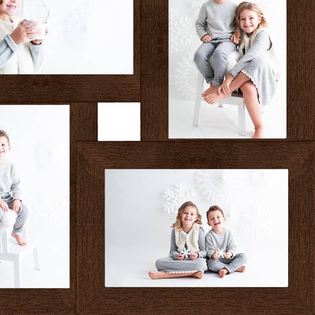 Fotorammekollasj for 4x(10x15 cm) bilde mørkebrun MDF