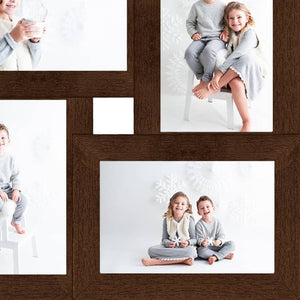 Fotorammekollasj for 4x(10x15 cm) bilde mørkebrun MDF