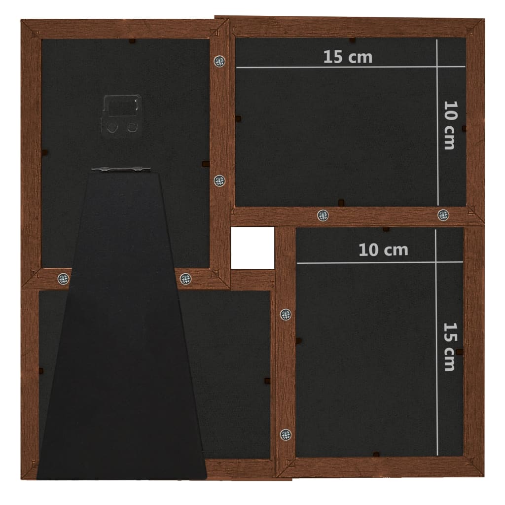 Fotorammekollasj for 4x(10x15 cm) bilde mørkebrun MDF