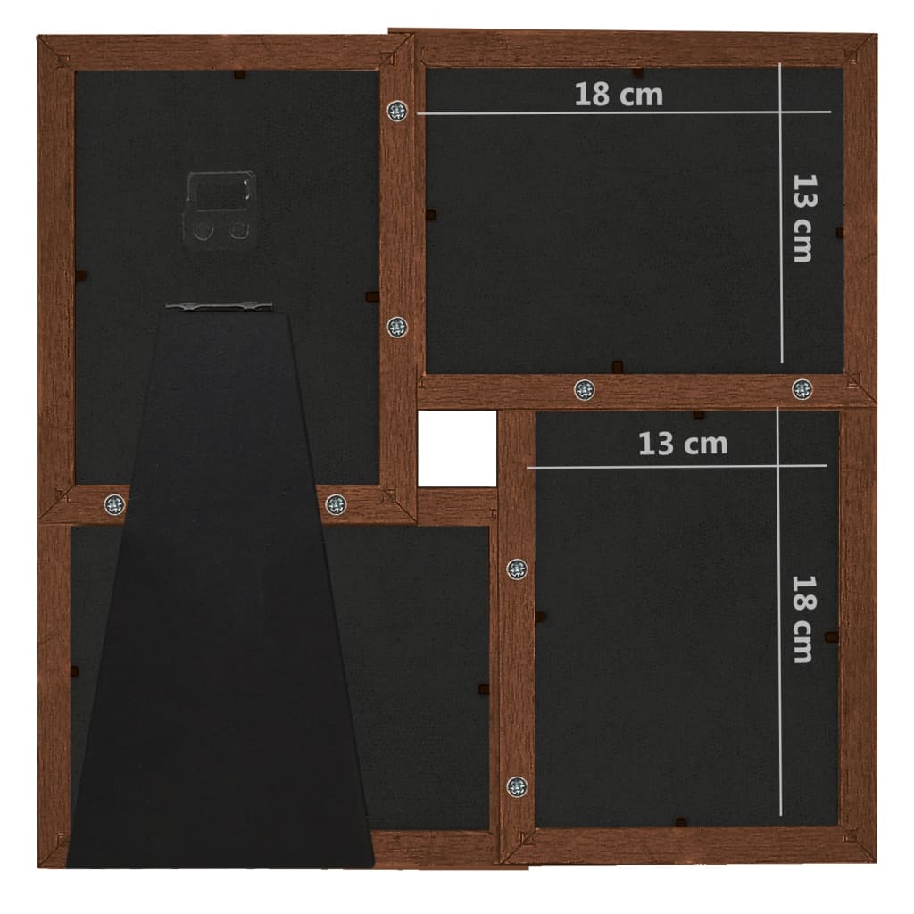 Fotorammekollasj for 4x(13x18 cm) bilde mørkebrun MDF
