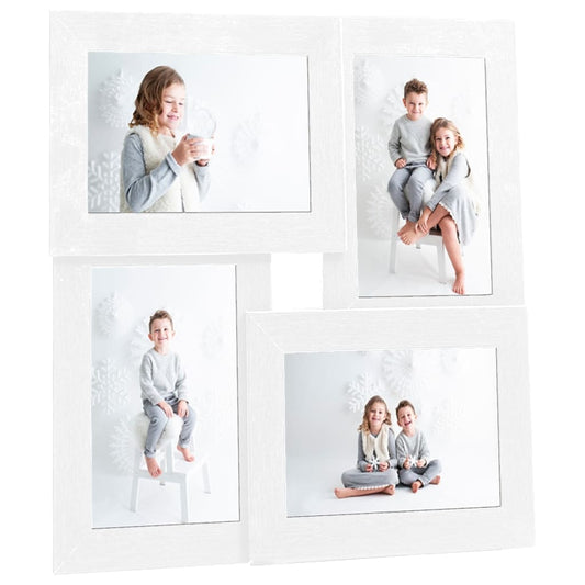 Fotorammekollasj for 4x(10x15 cm) bilde hvit MDF