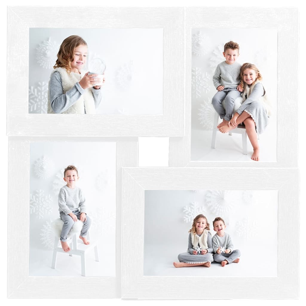Fotorammekollasj for 4x(10x15 cm) bilde hvit MDF
