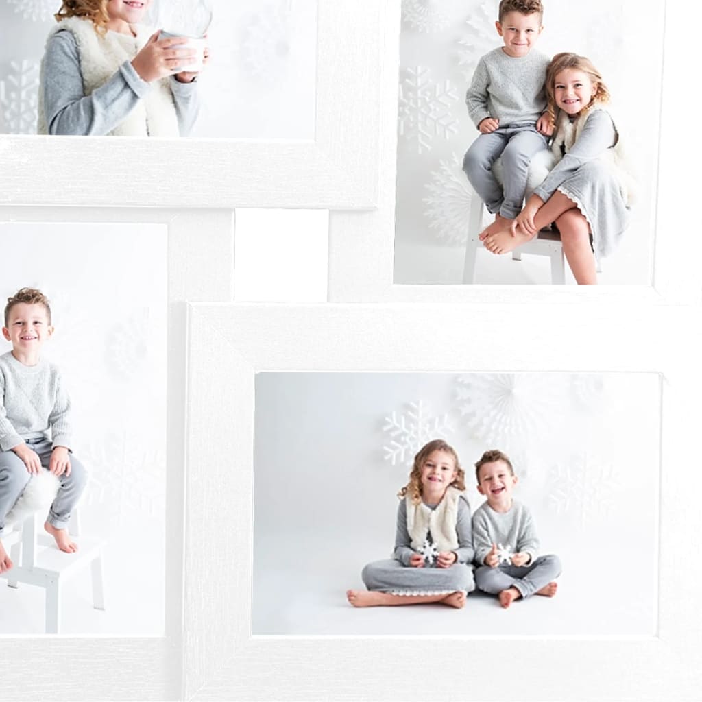 Fotorammekollasj for 4x(10x15 cm) bilde hvit MDF