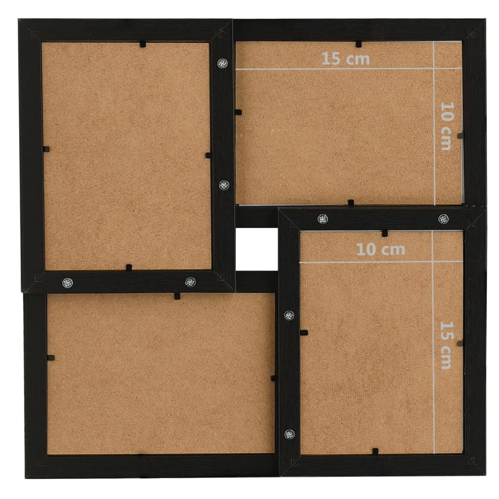 Fotorammekollasj for 4x(10x15 cm) bilde svart MDF