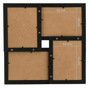 Fotorammekollasj for 4x(10x15 cm) bilde svart MDF