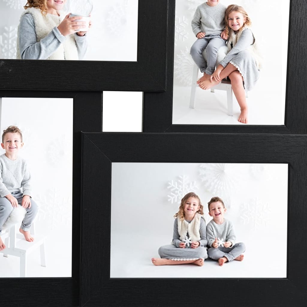 Fotorammekollasj for 4x(13x18 cm) bilde svart MDF