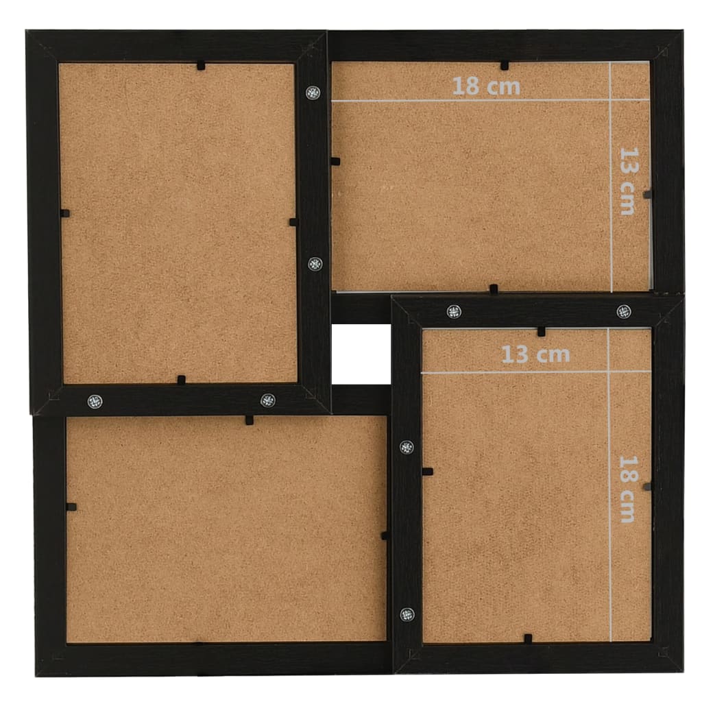 Fotorammekollasj for 4x(13x18 cm) bilde svart MDF