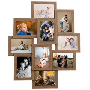 Fotorammekollasj for 10x(10x15 cm) bilde lysebrun MDF