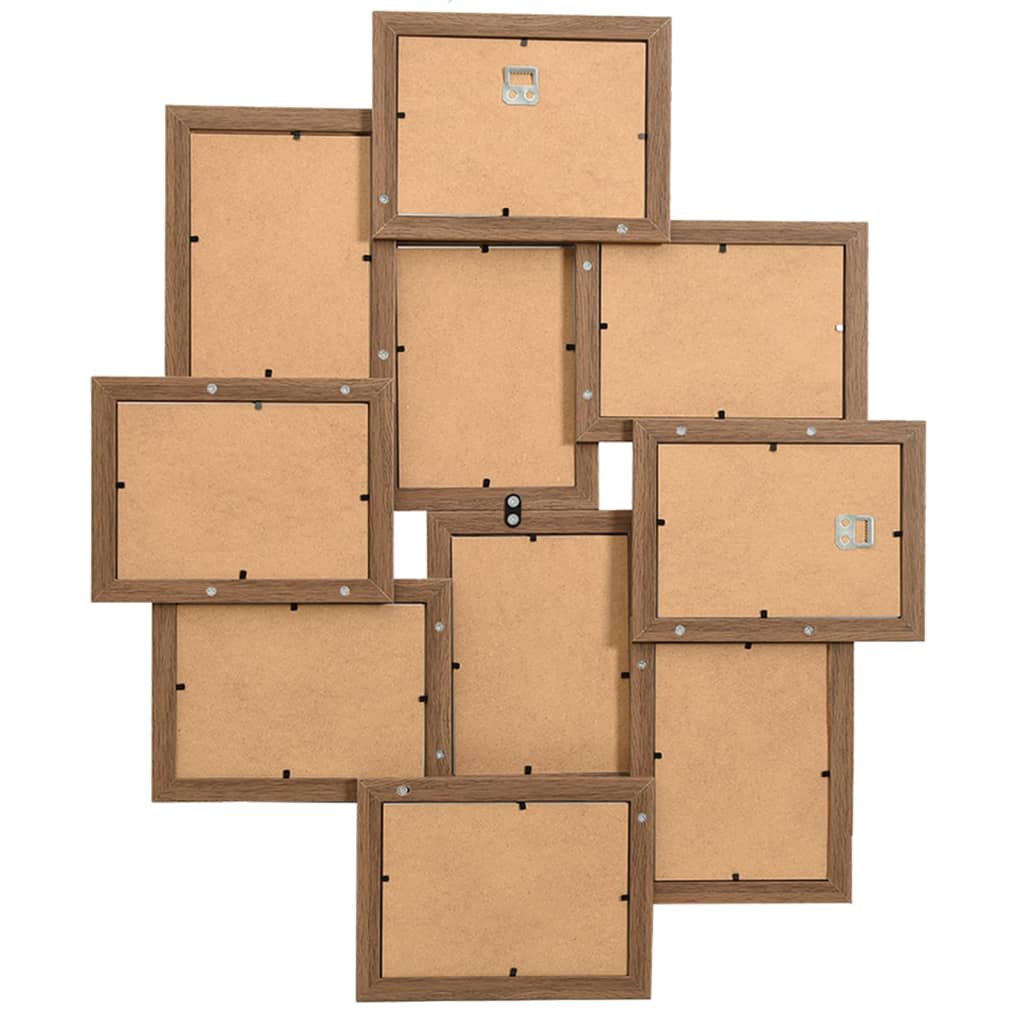 Fotorammekollasj for 10x(10x15 cm) bilde lysebrun MDF