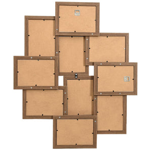 Fotorammekollasj for 10x(10x15 cm) bilde lysebrun MDF