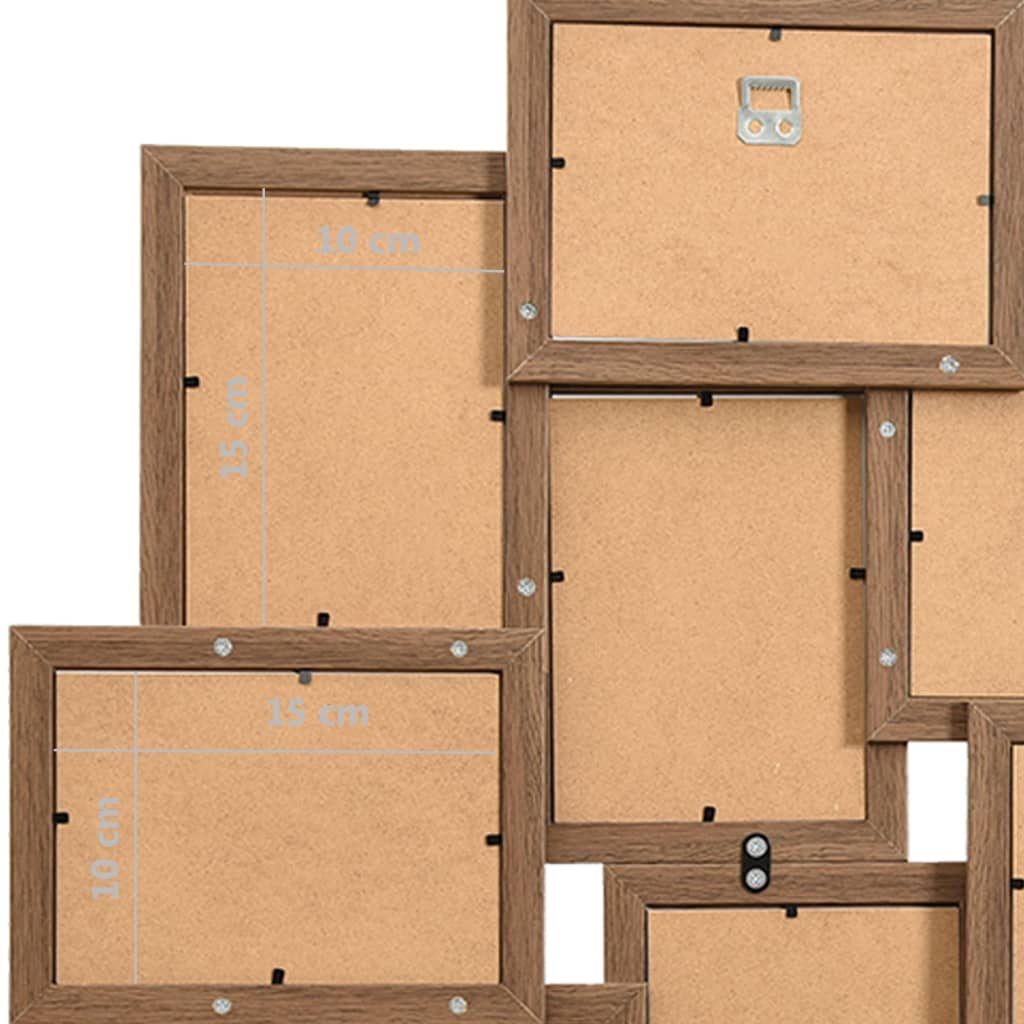 Fotorammekollasj for 10x(10x15 cm) bilde lysebrun MDF