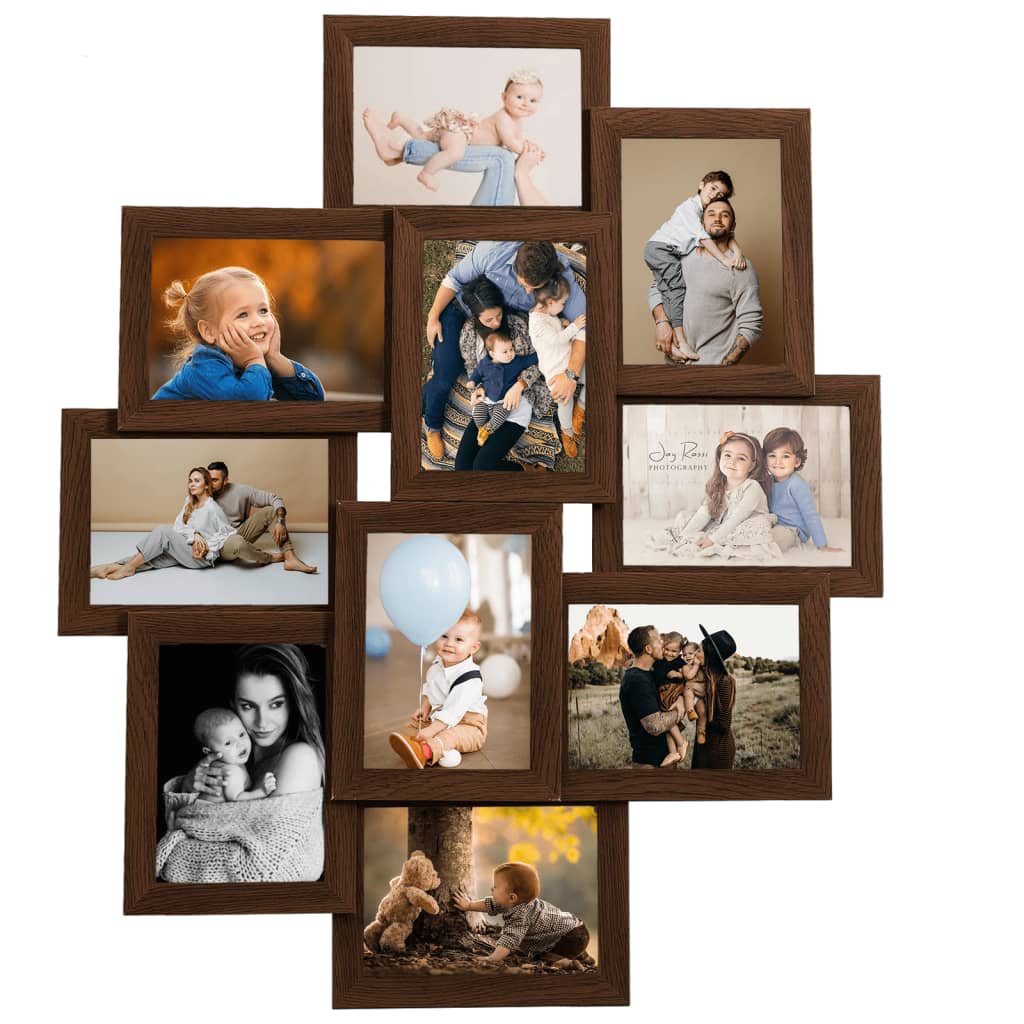 Fotorammekollasj for10x(10x15 cm) bilde mørkebrun MDF