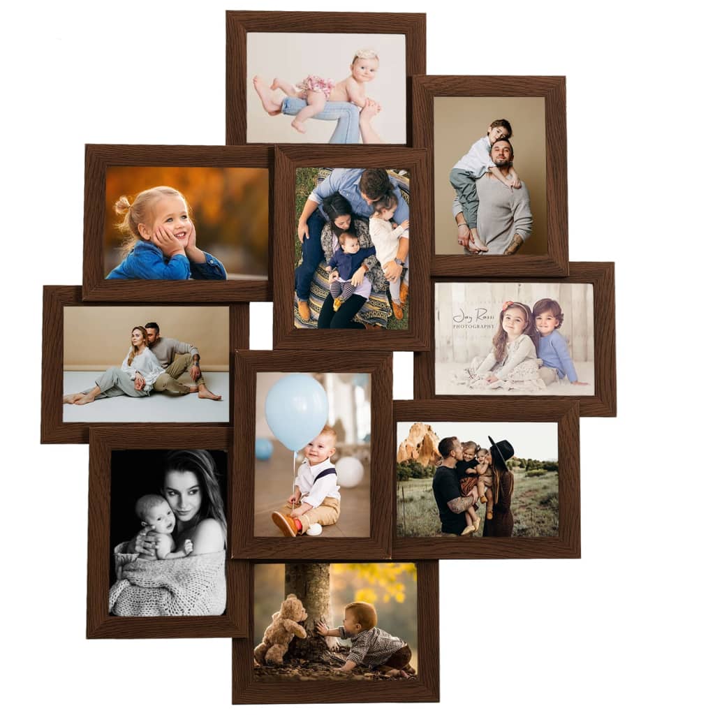 Fotorammekollasj for 10x(13x18 cm) bilde mørkebrun MDF