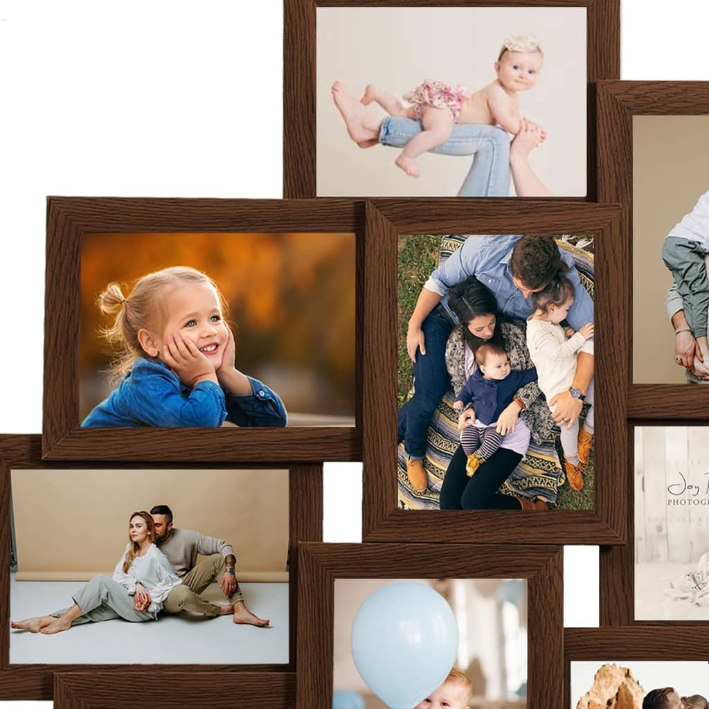 Fotorammekollasj for 10x(13x18 cm) bilde mørkebrun MDF