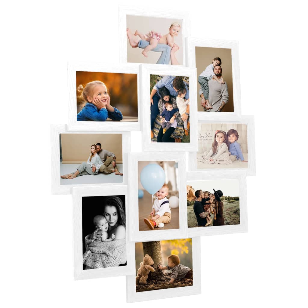 Fotorammekollasj for 10x(13x18 cm) bilde hvit MDF