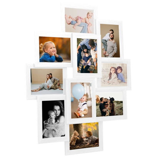 Fotorammekollasj for 10x(13x18 cm) bilde hvit MDF