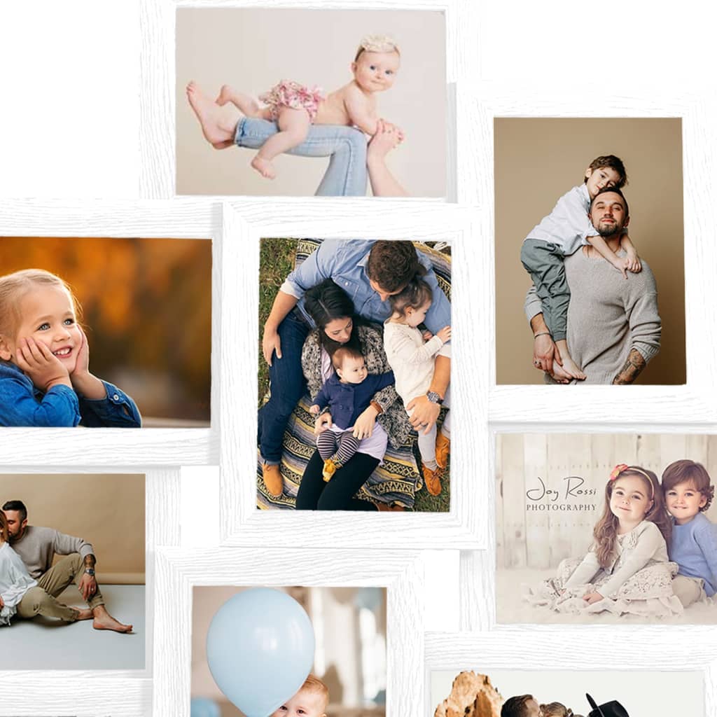 Fotorammekollasj for 10x(13x18 cm) bilde hvit MDF