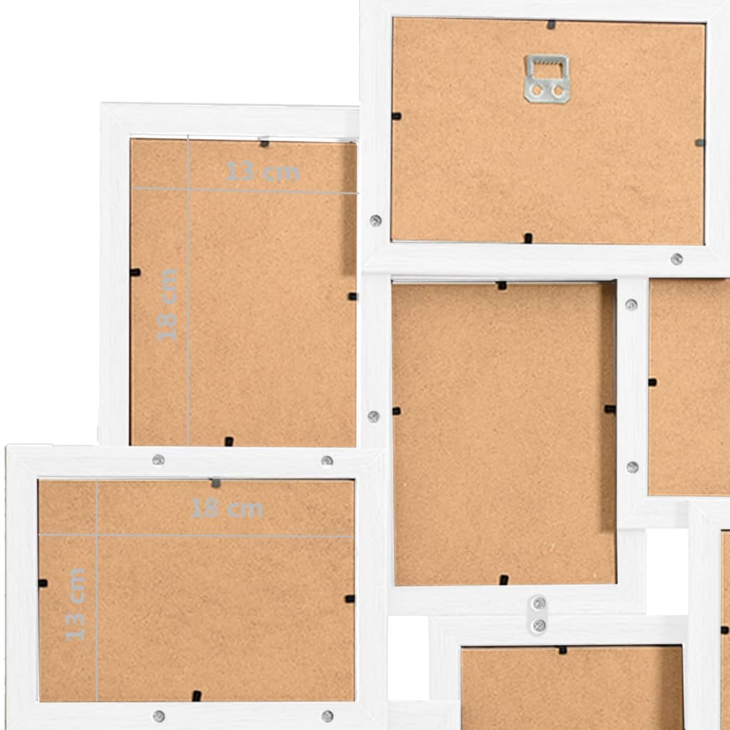 Fotorammekollasj for 10x(13x18 cm) bilde hvit MDF