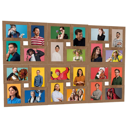 Fotorammekollasj for 24x(13x18 cm) bilde lysebrun MDF
