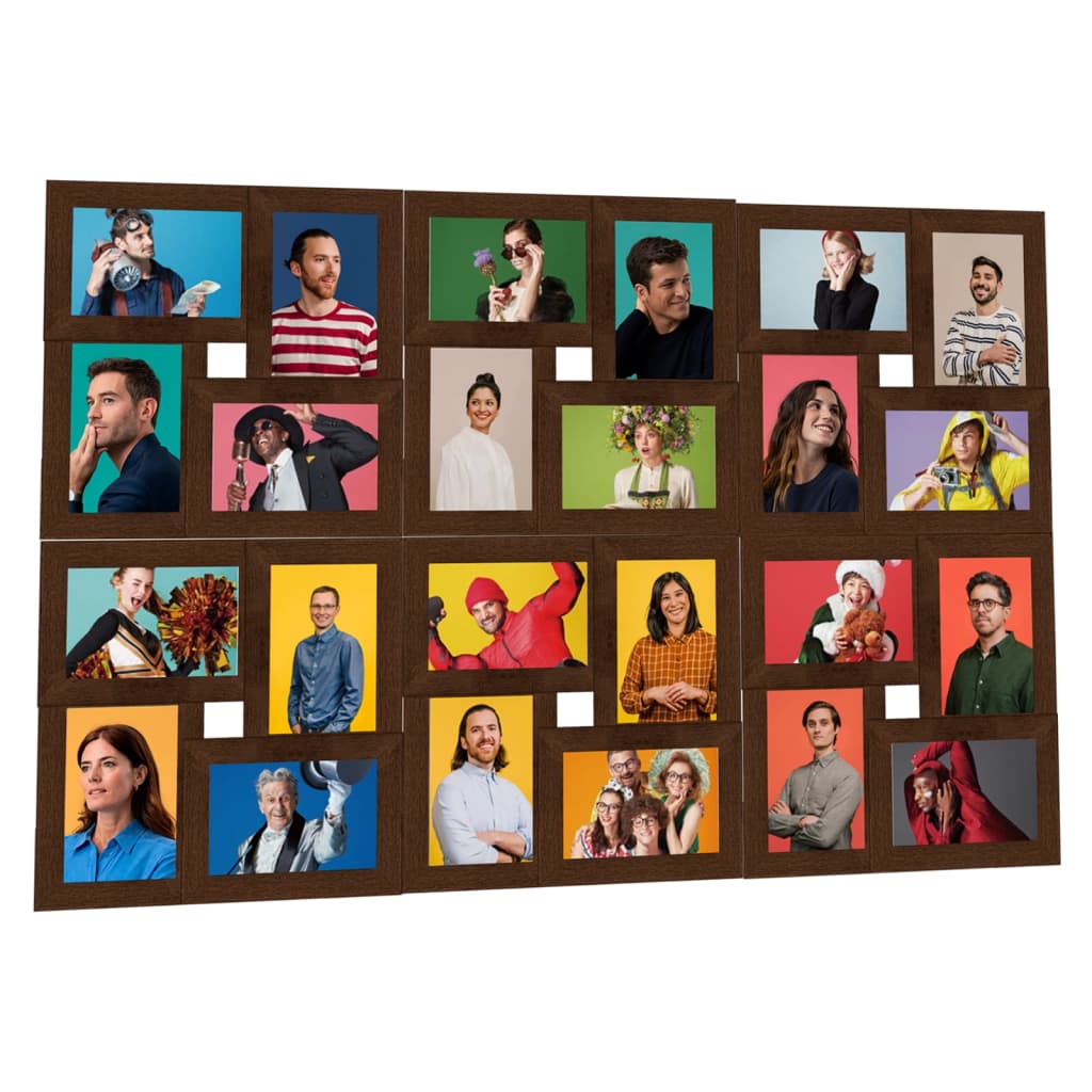 Fotorammekollasj for 24x(13x18 cm) bilde mørkebrun MDF