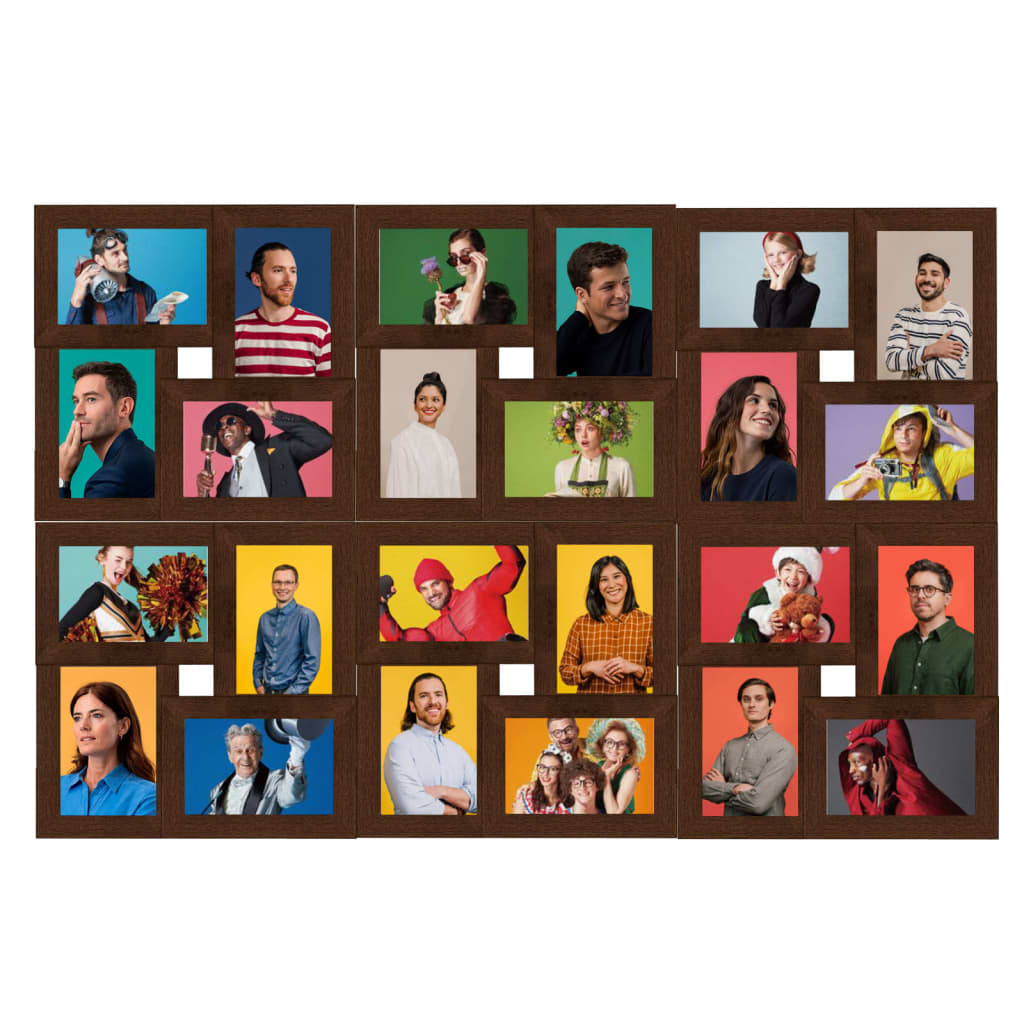 Fotorammekollasj for 24x(13x18 cm) bilde mørkebrun MDF